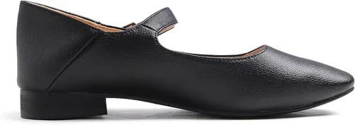 Vista 3 de FEVERSOLE Zapatos planos Mary Jane de moda con punta cuadrada y hebilla fácil de poner