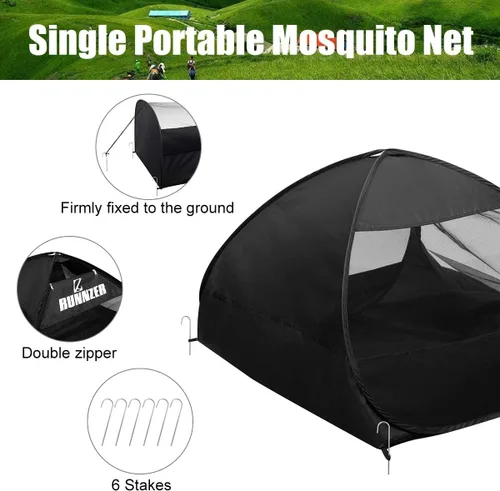 Vista 3 de L RUNNZER Single Person Pop Up Tent, 1 Person Mosquito Net Tent