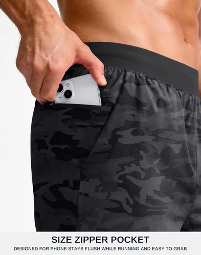 Vista 4 de G Gradual Pantalones cortos deportivos para correr para hombre de 7/5/9 pulgadas, bolsillo con cremallera, ligeros, para entrenamiento, gimnasio