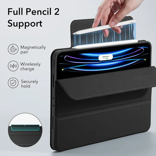 Vista 6 de ESR Funda para iPad Pro de 11 pulgadas (2022/2021/2020/2018, 4ª/3ª/2ª/1ª generación) con soporte para lápiz, cubierta magnética extraíble, soporte
