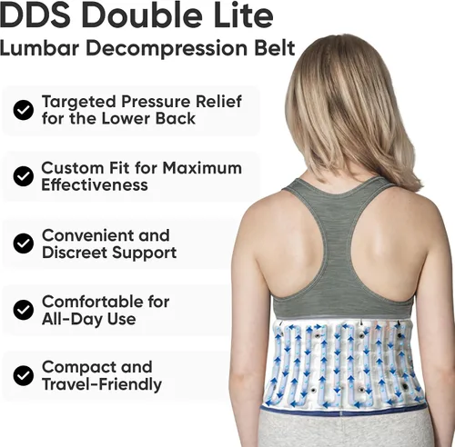 Vista 2 de DDS - Cinturón de descompresión lumbar, doble lite, soporte neumático para la espalda, cintura baja, levantamiento de espalda, entrenamiento