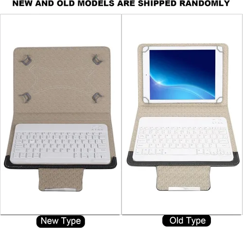 Vista 9 de Teclado Bluetooth con funda de poliuretano para Android/para teléfono inteligente iOS, teclado Bluetooth con funda abatible y soporte para tableta