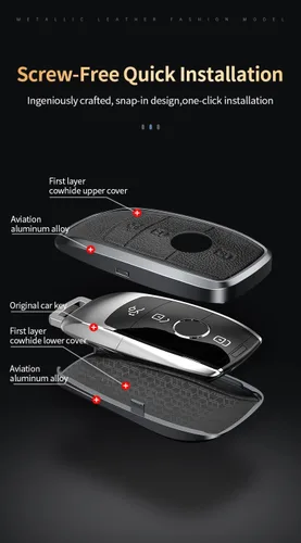 Vista 2 de Funda para llavero remoto de entrada sin llave inteligente para Mercedes Benz E S Class W213 2021, Marrón