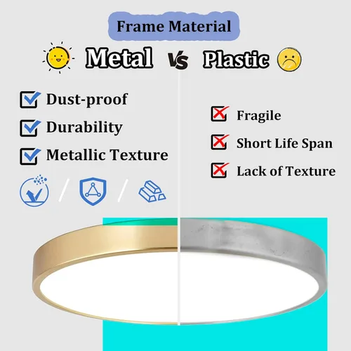 Vista 2 de SOTTAE Lámpara de techo LED de metal dorado cepillado de 12 pulgadas, 3000-5000 K, 20 W, delgada, redonda, moderna, de perfil bajo, para dormitorio