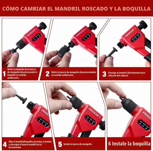 Vista 6 de Herramienta de tuerca de remache de flecha, kit de pistola de tuerca