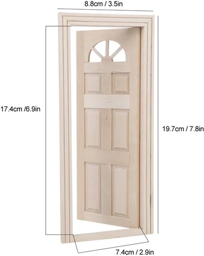 Vista 3 de Puerta de casa de muñecas, 1:12 casa de muñecas de madera en miniatura simulada puerta mini ventana modelo juguete accesorio Cargostrap casa