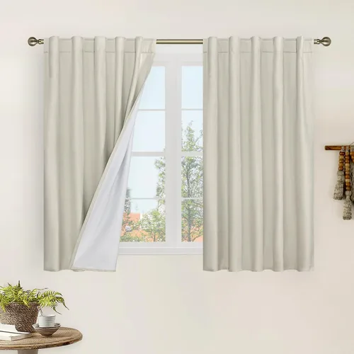 Vista 57 de LAMIT Cortinas opacas cortas de lino de 30 pulgadas para ventanas de cocina sobre el fregadero, cortinas de café texturizadas de lino marfil