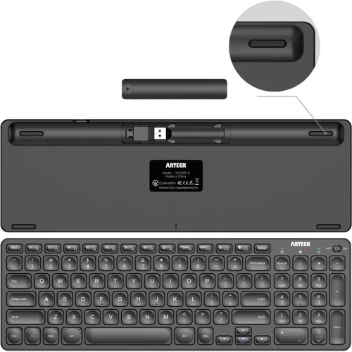 Vista 2 de Arteck Combo de teclado y mouse inalámbricos USB de 2.4G, teclado compacto ultra delgado y mouse ergonómico para computadora, computadora