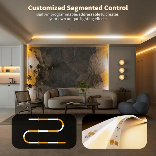 Vista 3 de PAUTIX COB - Tiras de Luces LED Direccionables de 2700K-6500K, Luz Blanca Perseguidora CCT, Cinta de Luces Inteligente IC Sintonizable 16.4 pies
