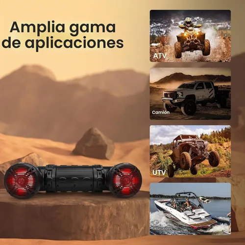 Vista 7 de Pyle Sistema de audio marino impermeable de 800 W con transmisión Bluetooth, luces LED y amplificador integrado, altavoces marinos Bluetooth de alta