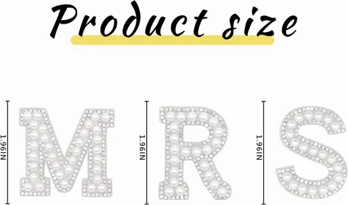 Vista 2 de MRS - Parches de letras termoadhesivas para ropa, apliques de letras del alfabeto de perlas para chaquetas, sombreros, mochilas, ropa de bricolaje