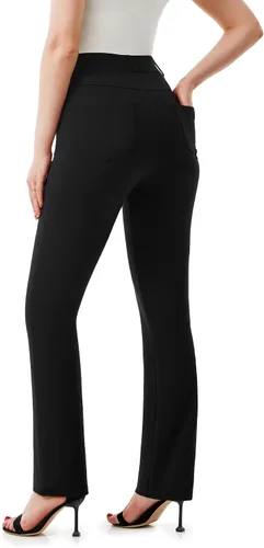 Vista 3 de AFITNE Pantalones de vestir para mujer de 27293133 pulgadas, pierna recta, elásticos, con bolsillos con cremallera