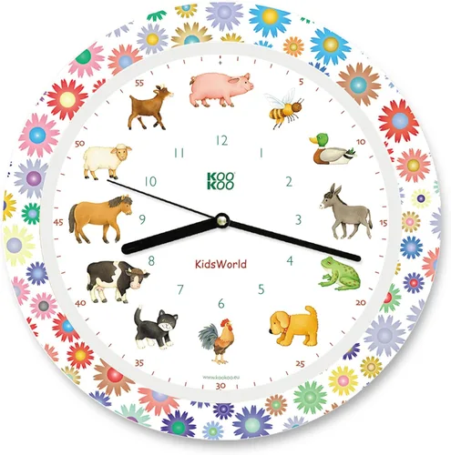 Vista 13 de KOOKOO KidsWorld - Reloj de pared para niños con sonidos naturales, 12 animales de granja