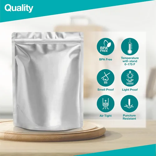 Vista 4 de 50 bolsas de Mylar de 1 galón con absorbentes de oxígeno (500 cc) – 9.5 mil – Bolsas de Mylar reforzadas de 1 galón resellables y termosellables