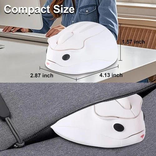 Vista 6 de Ratón inalámbrico lindo ratón de hámster de animales de dibujos animados con receptor USB 2.4 GHz, óptico, portátil, pequeño, silencioso, Kawaii