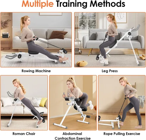 Vista 5 de Foldable Ab Machine, 5-in-1 Adjustable Ab Trainer for Home Gym, Full-Body Core Workout Equipment