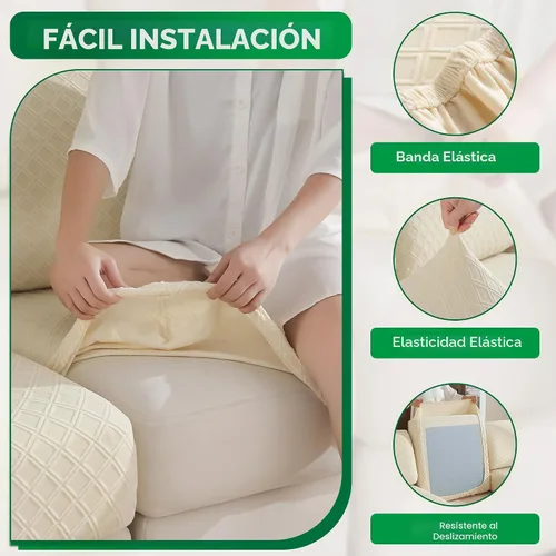 Vista 5 de OHSIO Funda para sofá, funda elástica para sofá, fundas lavables para cojín de asiento suave, funda seccional para sofá en forma de L, protector
