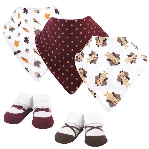 Vista 47 de Hudson Baby Conjunto de babero y calcetines unisex de algodón para bebé, Tamaño único Chica Calabaza