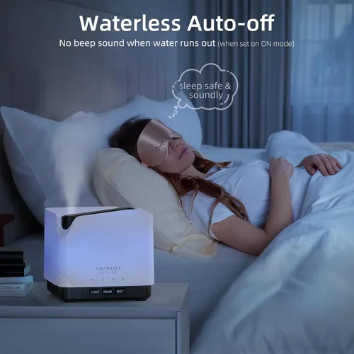 Vista 4 de ASAKUKI Difusor de aceite esencial, humidificador ultrasónico multifuncional para aromaterapia con aceite fragante vaporizador con temporizador