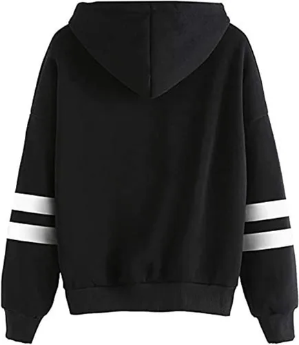 Vista 2 de Fronage Sudadera con capucha para adolescentes y niñas, de manga larga, linda sudadera con capucha, sudaderas con capucha para mujer H Black a