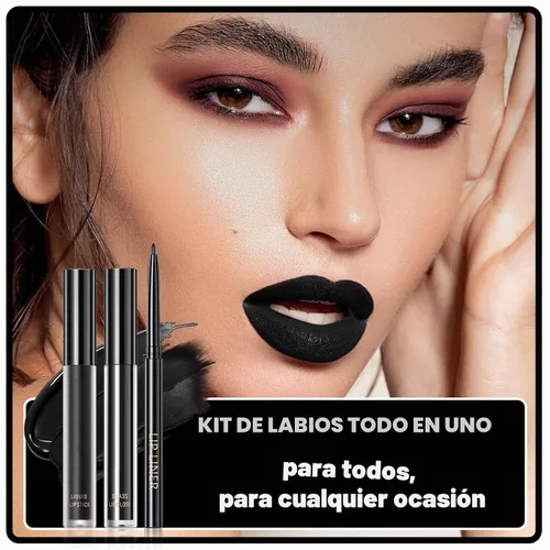 Vista 7 de Juego de delineador de labios negro 3 en 1 y lápiz labial
