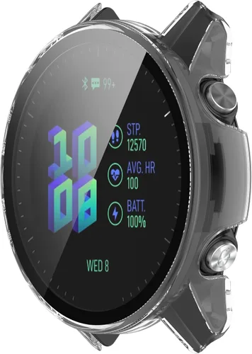 Vista 6 de Funda protectora compatible con Garmin Forerunner 955/955, protector de pantalla solar, vidrio templado, policarbonato duro, cubierta completa, 6