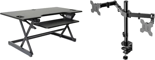 Vista 28 de Rocelco - Convertidor de escritorio para trabajar de pie con altura ajustable de 32 pulgadas - Estación de trabajo para computadora sentada o de pie