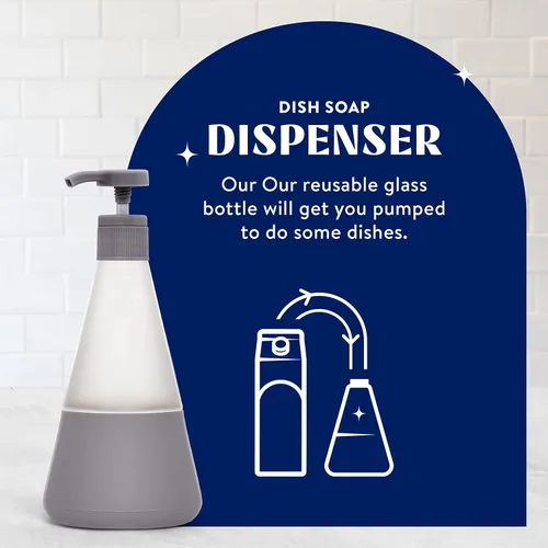 Vista 2 de Cleancult Dispensador de jabón para platos (15 onzas, 1 unidad), dispensador de jabón de vidrio recargable con bomba, dispensador de jabón
