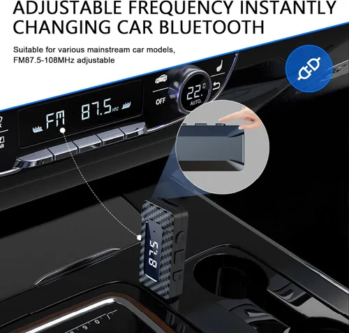 Vista 7 de Receptor Bluetooth USB para automóvil, adaptador de audio inalámbrico Bluetooth 5.3, fuente de alimentación USB, adaptador de conector auxiliar