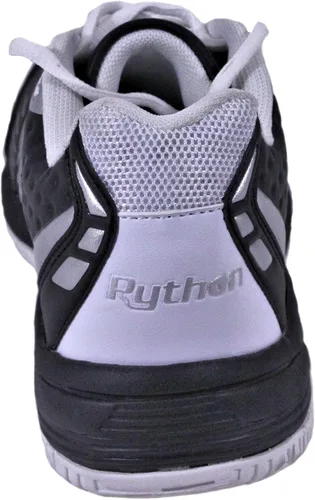 Vista 4 de Python Deluxe - Zapatos de cancha para interiores (racquetball, squash, bádminton, pickleball, voleibol) (bajo y medio) (colores negro y blanco)