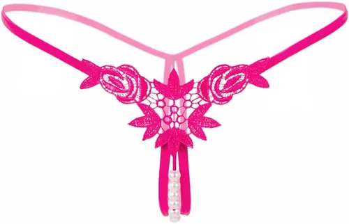 Vista 2 de COMLIFE Tanga de tanga con tanga de cintura baja para mujer, con bordado de perlas