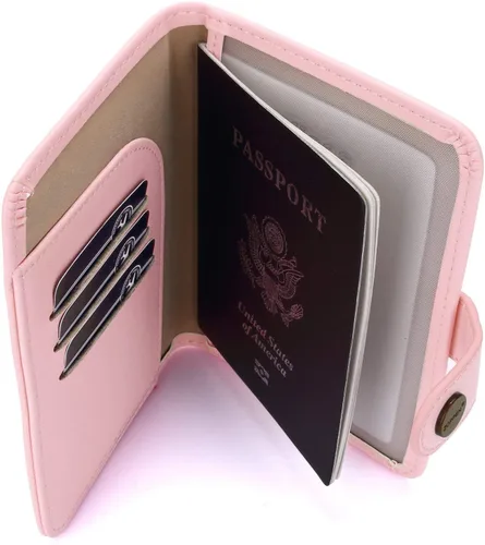 Vista 4 de ZOPPEN Combo de funda para pasaporte con compartimiento para carné de vacunación con protección de bloqueo de interferencia de radiofrecuencia