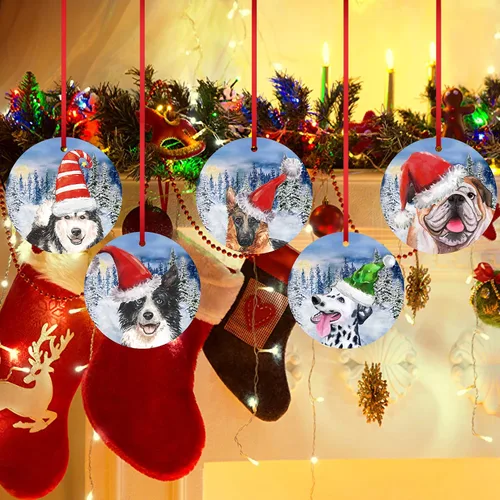 Vista 7 de Adorno de Navidad para bebé, pastor alemán 2023, adorno decorativo para colgar en el árbol, para decoración de perro, regalo de Navidad
