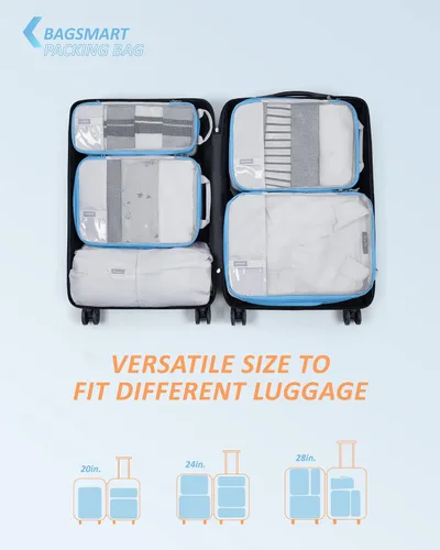 Vista 3 de BAGSMART - Juego de 6 cubos de compresión para maletas, juego de 6, 4 y 2, cubos organizadores de viaje, juego de bolsas expandibles, organizadores