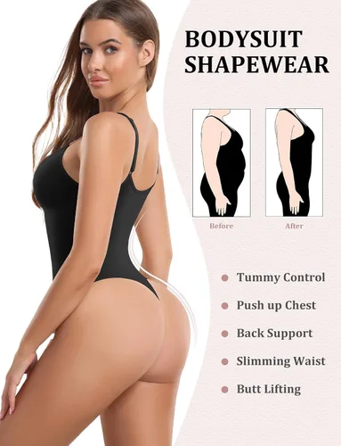 Vista 3 de Aaseow 2 Piece shapewear bodysuit for women tummy control Seamless Thong Full Body shapewear bodysuit