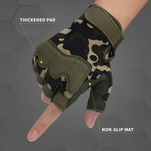 Vista 3 de Guantes sin dedos Fioretto para Airsoft, tiro, medio dedo, caza, senderismo, ciclismo, conducción, motocicleta, escalada, guantes de trabajo M210603