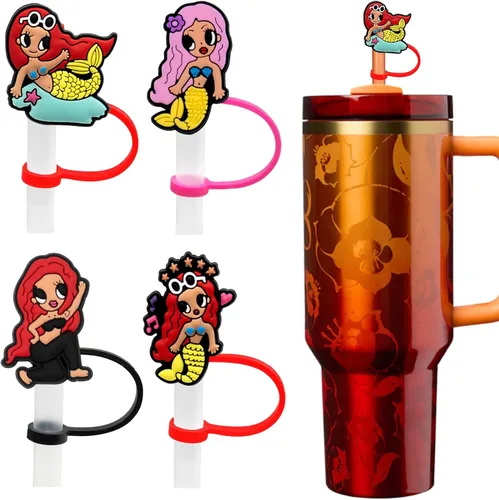 Vista 9 de 4 piezas de adornos para popote de Navidad, cubierta de popote Stanley de Amreich Christmas Stanley, vaso de 30 onzas y 40 onzas con asa, fundas