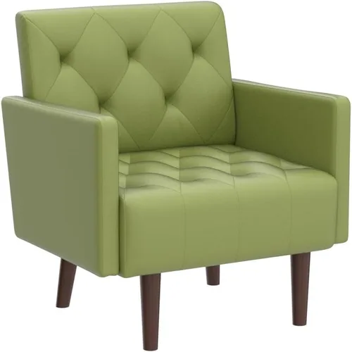 Vista 5 de Silla decorativa de piel sintética, moderna silla con brazo retro Verde
