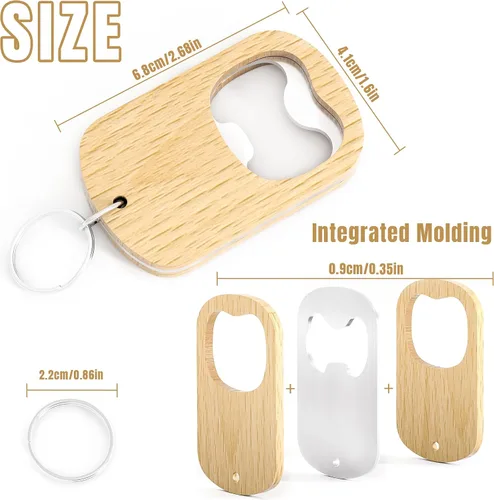 Vista 2 de 15 llaveros de madera personalizados para abrebotellas de cerveza, grabado con láser, cualquier logotipo de texto para bares, familiares, recuerdos