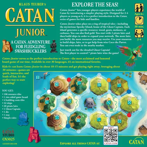Vista 2 de CATAN Juego de Mesa Junior - ¡Aventura de Espadachines para Jóvenes Piratas! Juego de estrategia, divertido juego familiar para niños y adultos, a