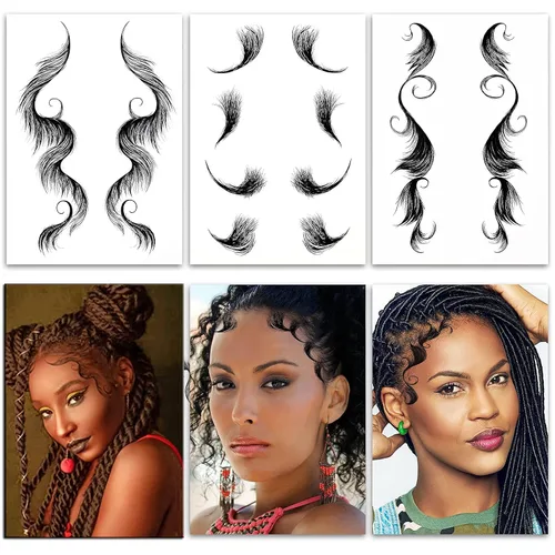 Vista 2 de Pegatinas temporales para tatuajes de pelo de bebé, 10 hojas, impermeables, fáciles de usar