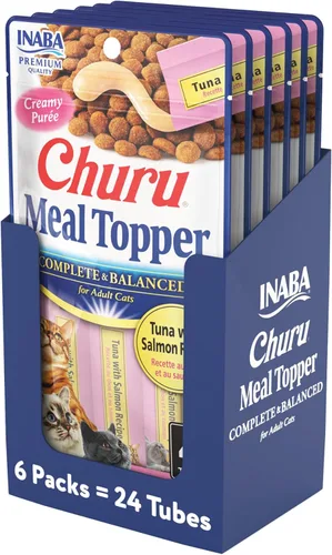 Vista 7 de INABA Churu - Cubrecomida para gatos, completa y equilibrada, cremosa, para lamer puré para gatos, tubo de 0.5 onzas, 24 tubos (4 por paquete)