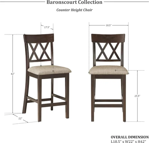 Vista 2 de Lexicon Baronscourt - Juego de 2 taburetes tapizados acolchados con altura de asiento 25.5 pulgadas, sillas de cocina con altura de mostrador