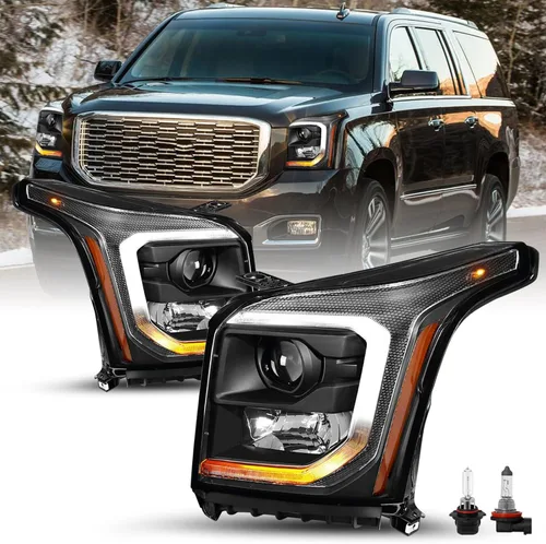 Vista 9 de SOCKIR Conjunto de Faros Delanteros LED DRL Compatible con GMC YUKON SLT SLE/Yukon XL SLT SLE 2015-2020 Faros Halógenos Originales de Fábrica OE Par