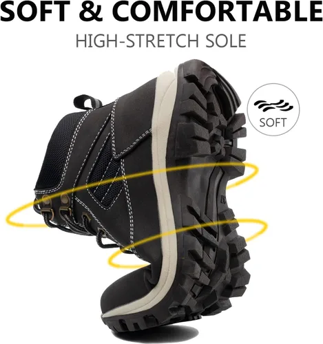 Vista 3 de Botas impermeables para el trabajo de senderismo para mujer, botas tácticas de senderismo para la nieve de invierno, botas de senderismo