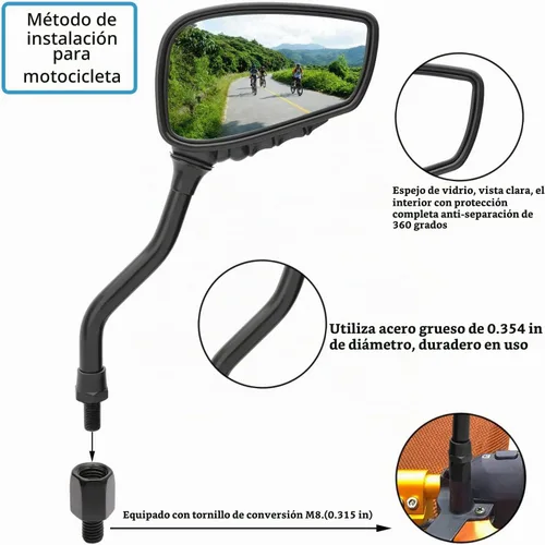 Vista 4 de TOPCABIN 1 Par de Espejo de Bicicleta, Espejo Retrovisor de Bicicleta de Gran Vista Blindsight Multiángulo Ajustable, Espejo de Bicicleta Billet