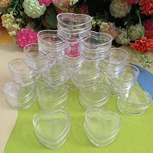Vista 4 de 60 frascos vacíos de 0.18 oz de crema transparente en forma de corazón, tarros de plástico rellenables, contenedor de cosméticos para muestras