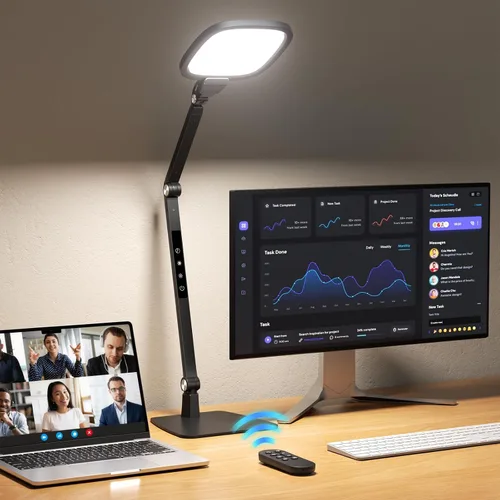 Vista 12 de Lámpara de escritorio LED para arquitecto, luz de tarea de doble cabeza Negro