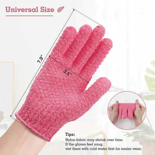 Vista 6 de Evridwear Guantes Exfoliantes para Ducha, 100% Nylon Gruesos Suaves Medianos Pesados Guantes de Baño Removedor de Piel Muerta Exfoliante Corporal