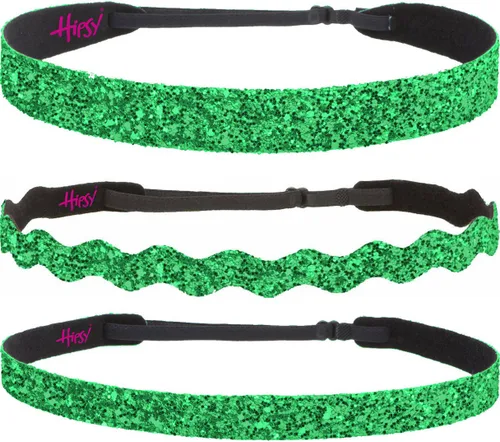 Vista 2 de Hipsy Diadema ajustable con purpurina antideslizante para mujer, paquete de 3 unidades (verde esmeralda)